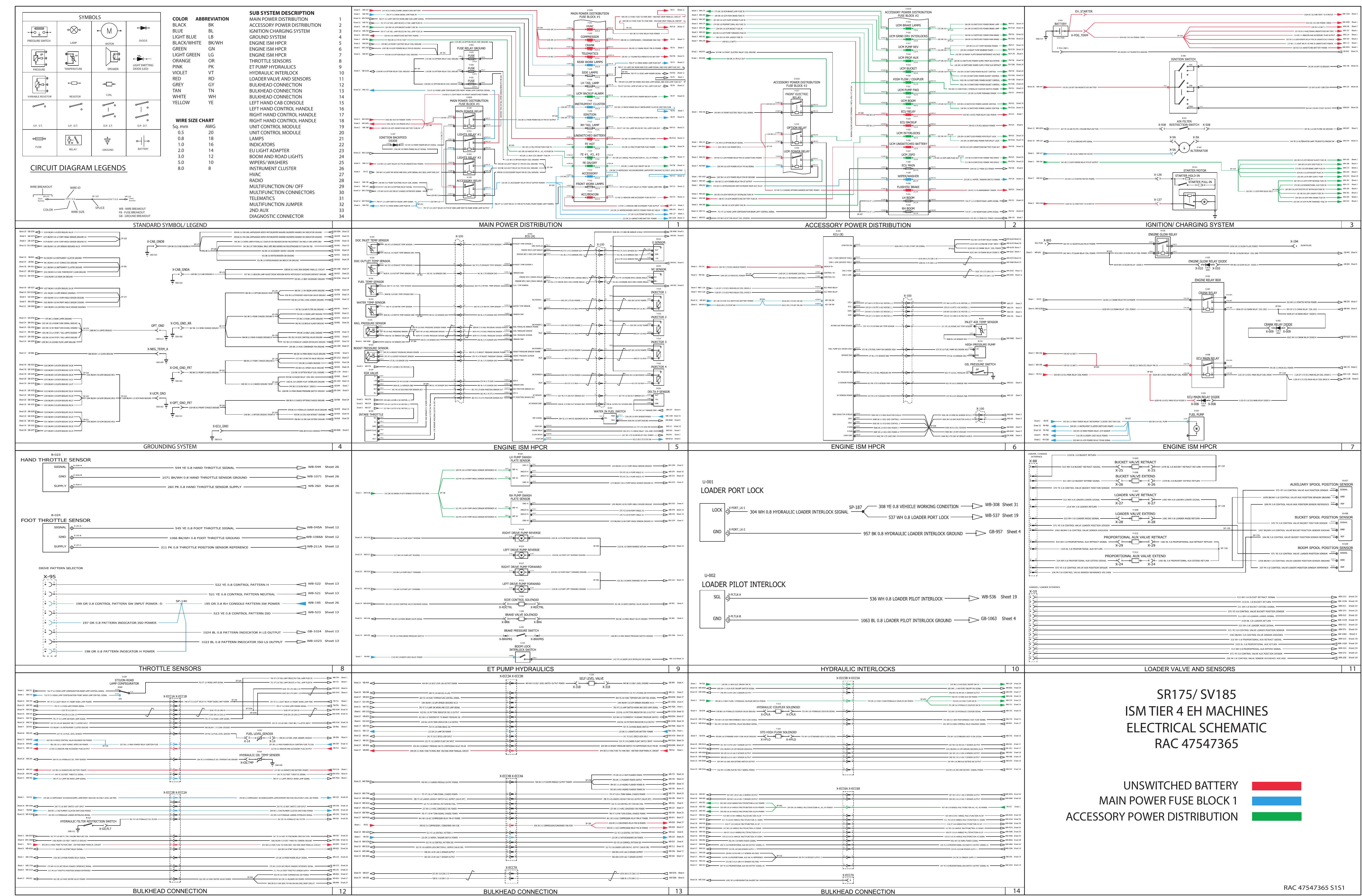 SR175 SV185 ISM TIER 4 EH MACHINES ELECTRICAL SCHEMATIC